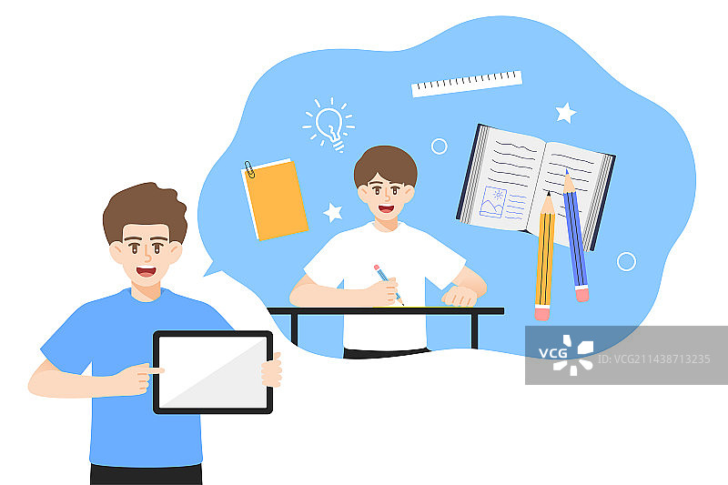 讲故事的男生插画图片素材