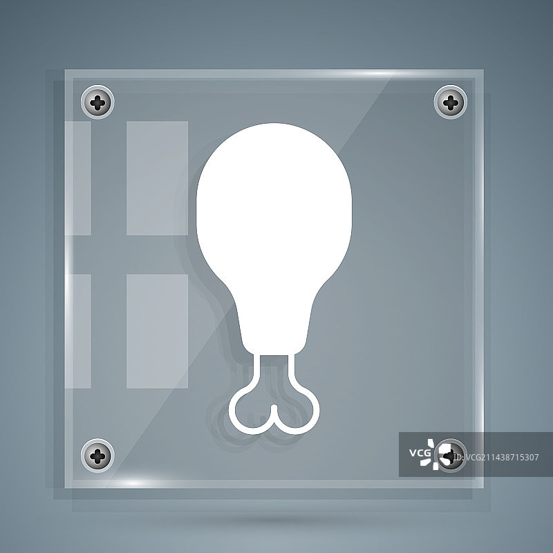 灰色背景上的白色鸡腿图标图片素材