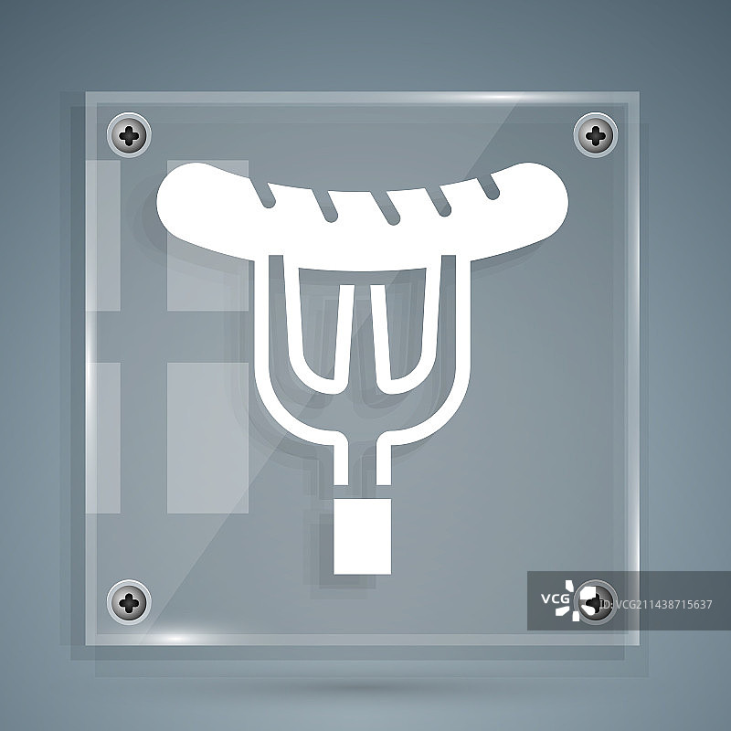 灰色背景上的叉子白色香肠图标图片素材