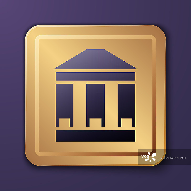 紫色背景上的紫色博物馆建筑图标图片素材