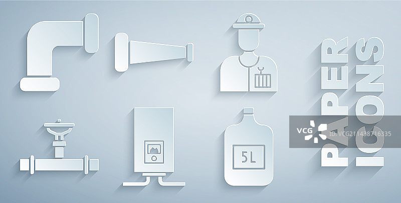 带燃烧火焰的水管工燃气锅炉套装图片素材