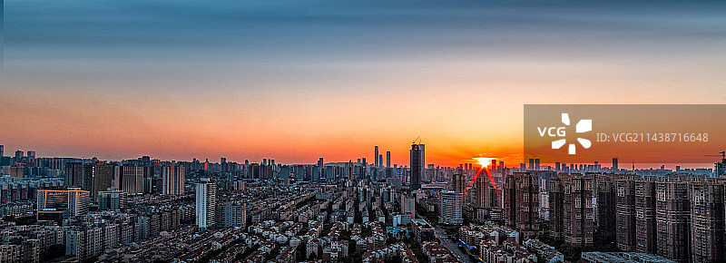 万家丽广场大广角日落图片素材