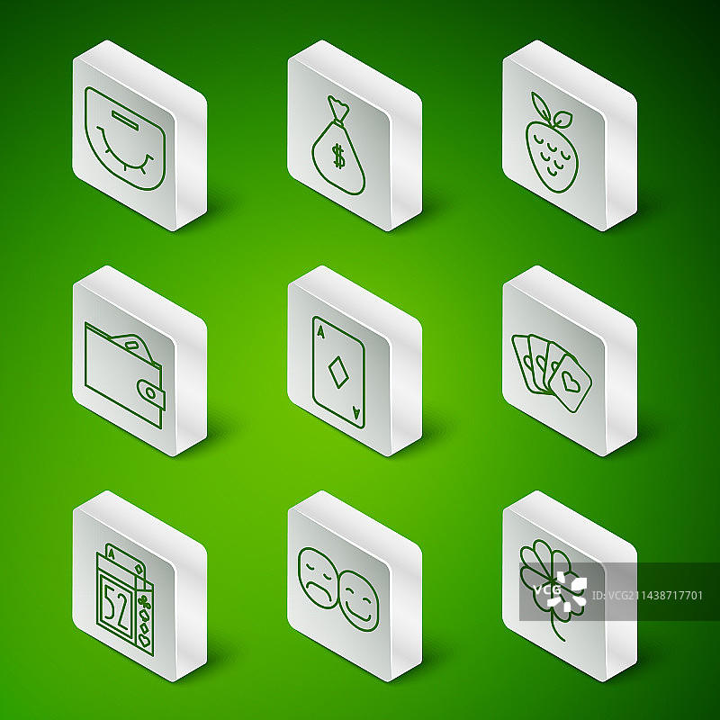 带三叶草图案的老虎机和扑克牌图片素材