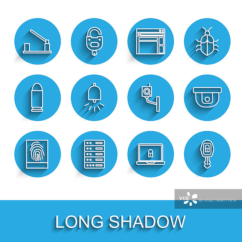 指纹服务器数据网络托管线性图标图片素材