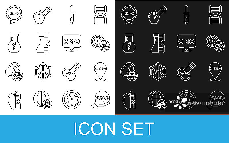 线条集：转基因滴管DNA研究搜索测试图片素材