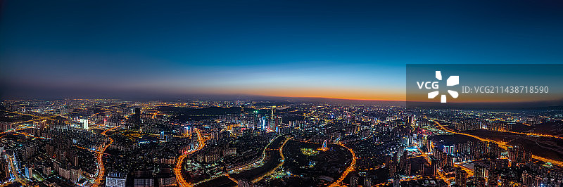 南宁市青秀区凤岭北航拍城市夜景图片素材