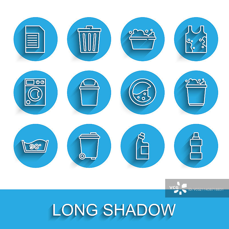 设置线条：温度、洗涤垃圾桶和待洗衣物图片素材