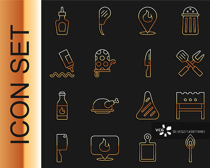 燃烧的火柴与烧烤火盆线条素材图片素材