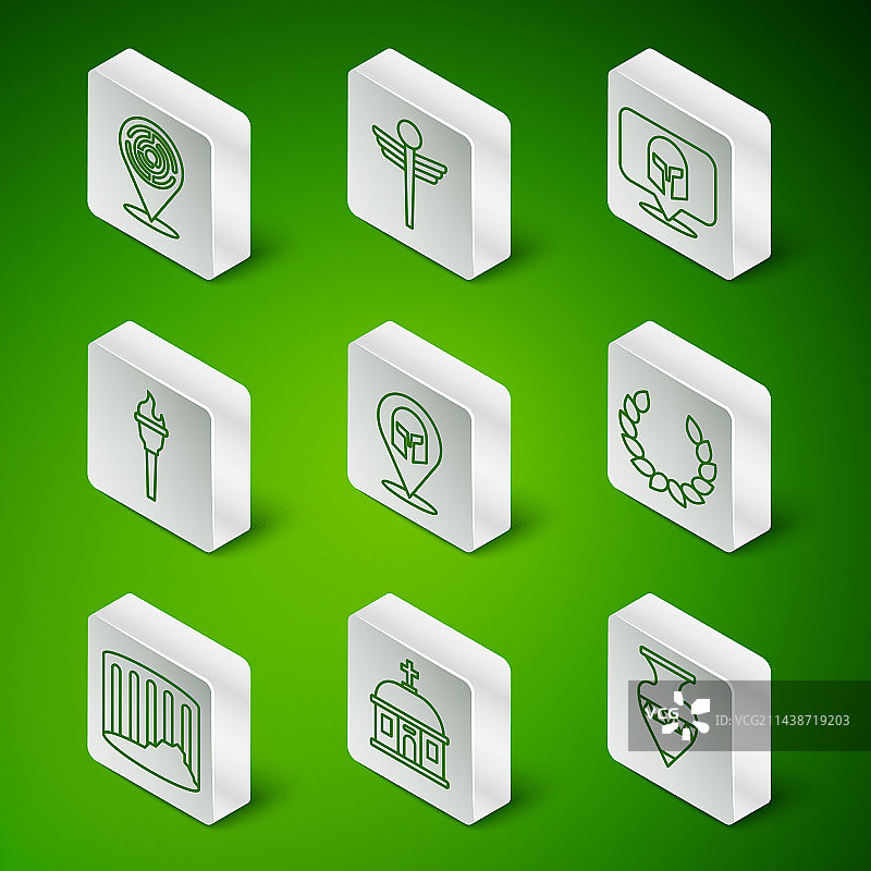 古代双耳瓶和圣托里尼建筑套装图片素材