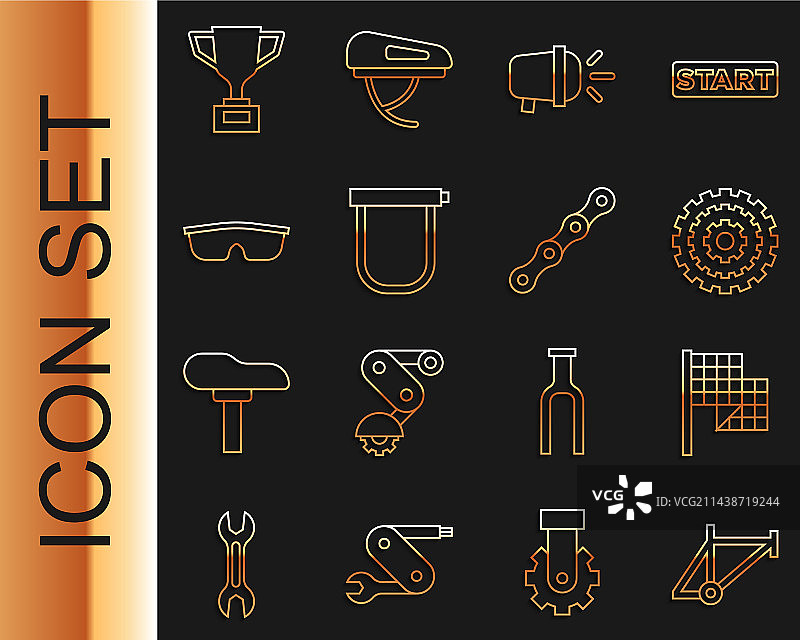 自行车车架方格旗卡线条组合图片素材