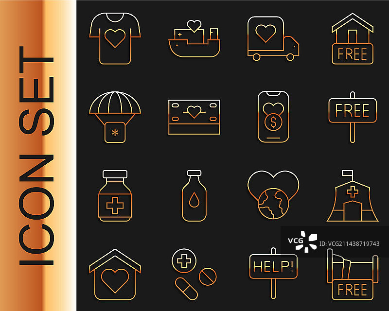 免费住宿房屋紧急情况线条合集图片素材