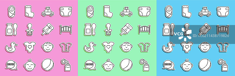 吸奶器婴儿T恤摇篮线条图片素材