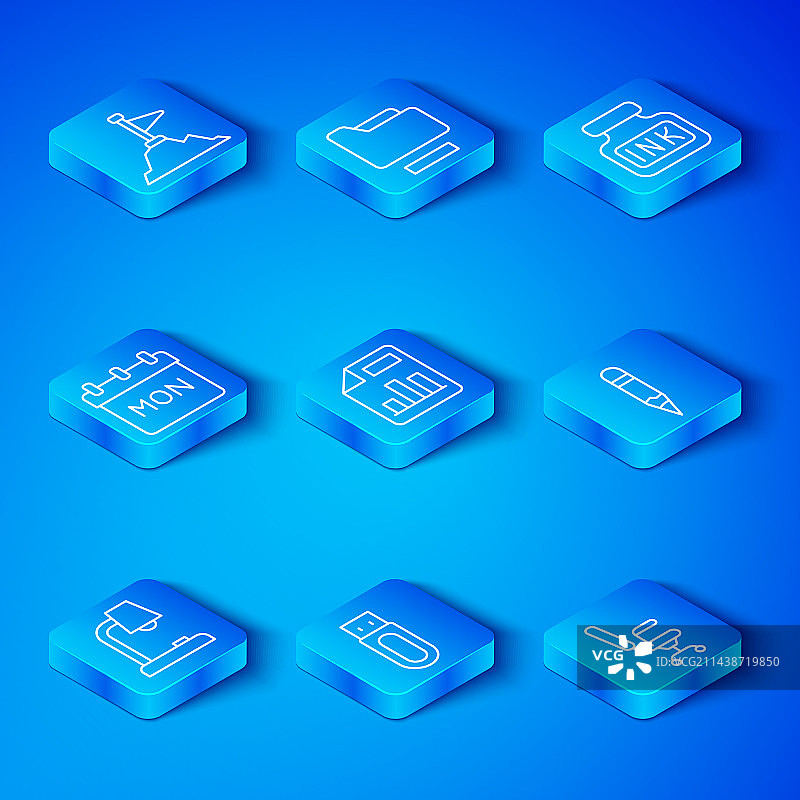 台灯、带图表的文档线条组合图片素材