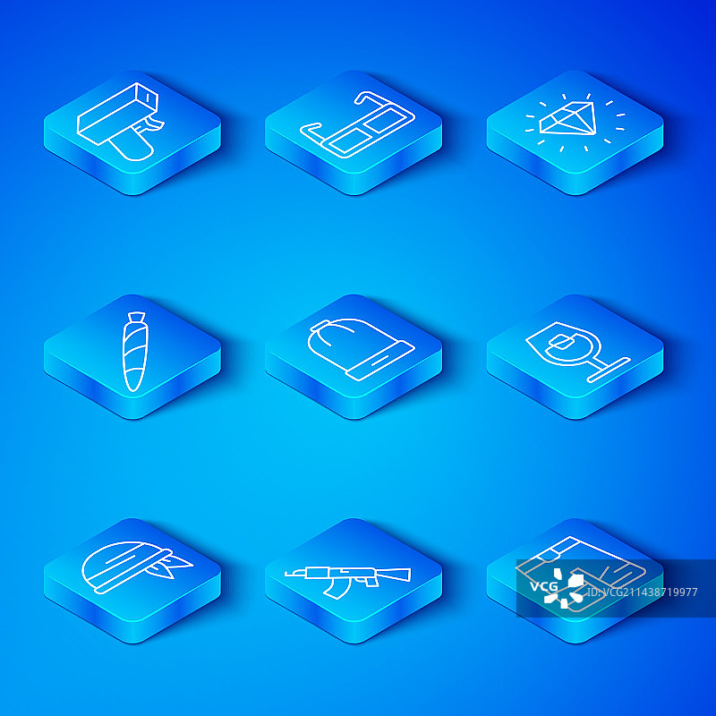 头巾冬帽冲锋枪葡萄酒线条组合图片素材