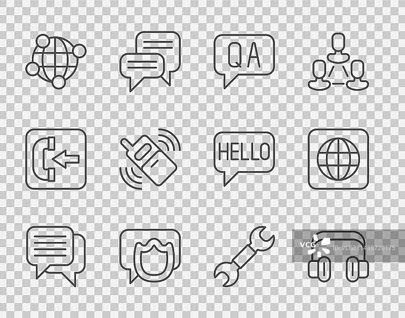 线条语音气泡聊天耳机问题图片素材