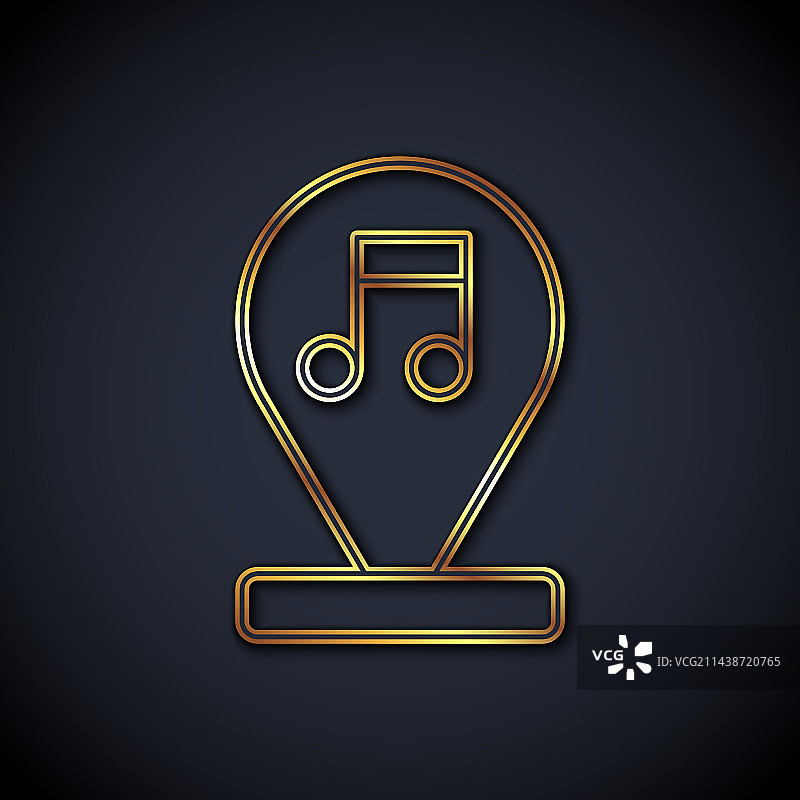 黑色背景上的金色线条音符图标图片素材