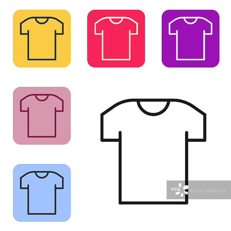 黑色线条T恤图标，白色背景图片素材