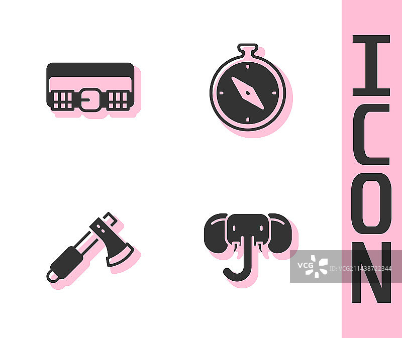 大象狩猎弹药带木斧套装图片素材