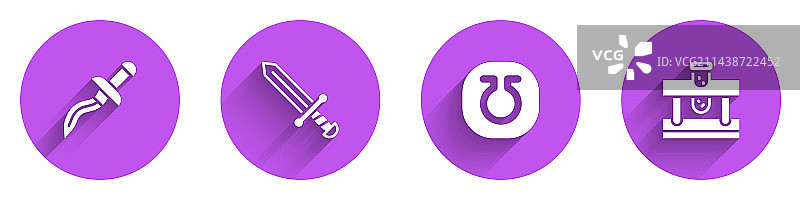 匕首中世纪剑与瓶子生活用品合集图片素材