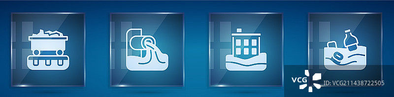 煤炭火车车厢污水房屋洪水图片素材