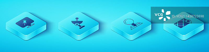 2.5D等距图：图钉雷达GPS地图设备图片素材