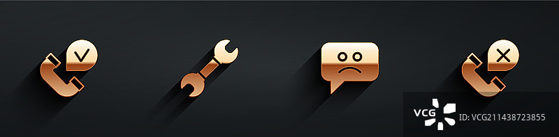 电话听筒、扳手与悲伤的微笑图片素材