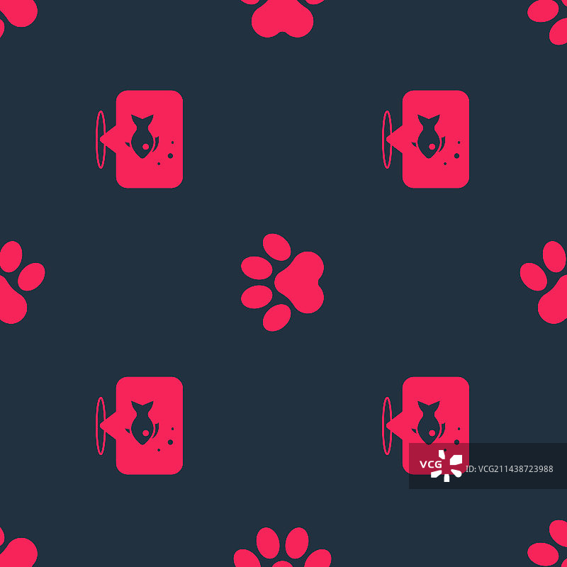 无缝图案上的鱼和爪印图片素材