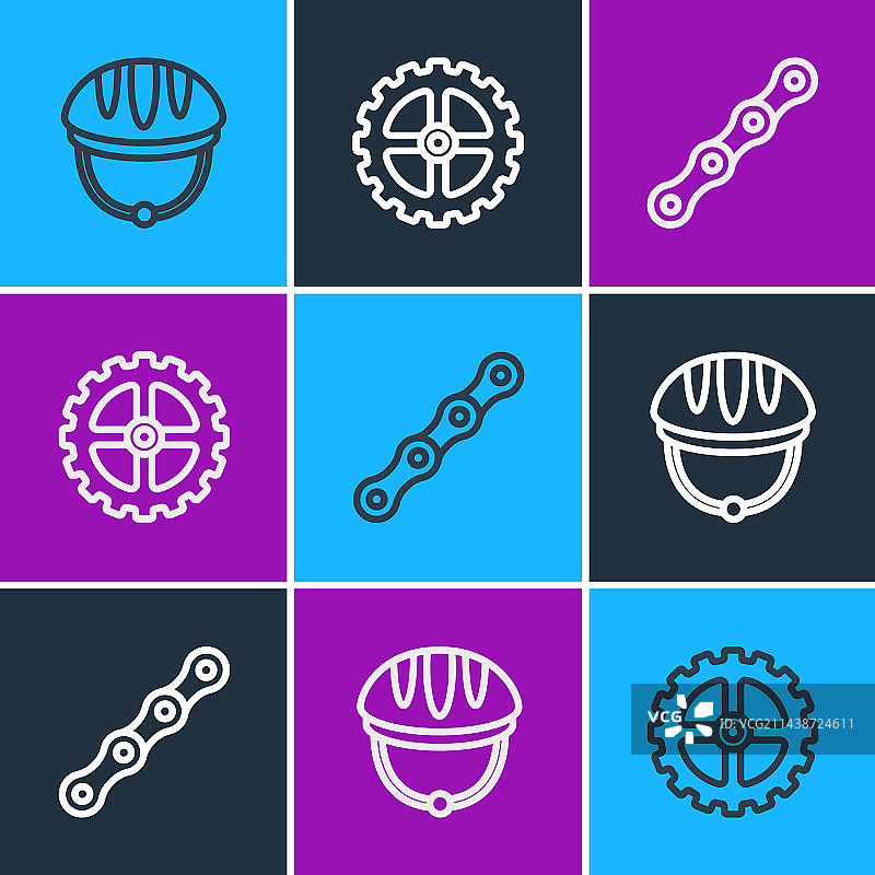 自行车头盔链条和链轮曲柄图片素材