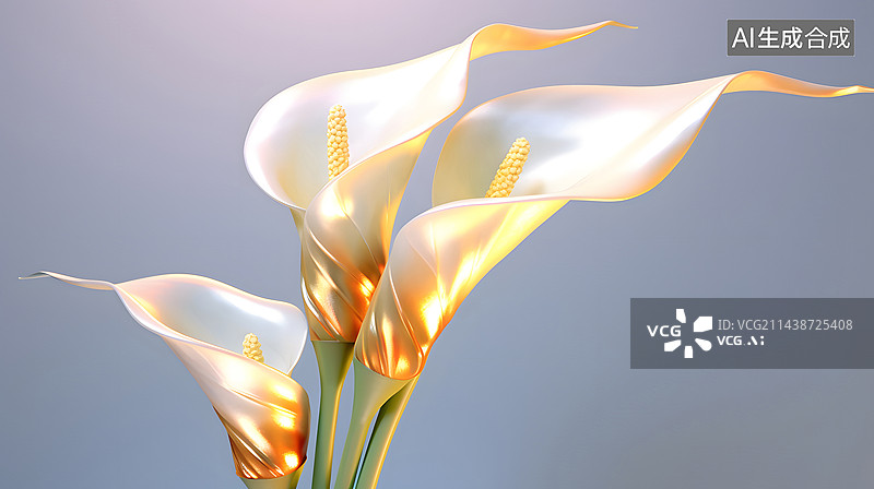 【AI数字艺术】透明水晶艺术超现实3D花马蹄莲壁纸图片素材