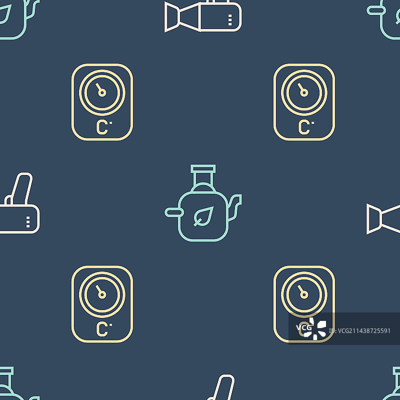 吹风机桑拿房温度计和茶壶图片素材