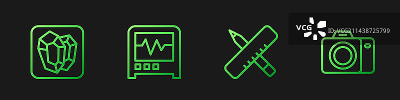 标尺铅笔宝石交叉线条合集图片素材