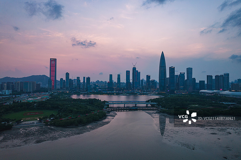 深圳市人才公园日落晚霞图片素材