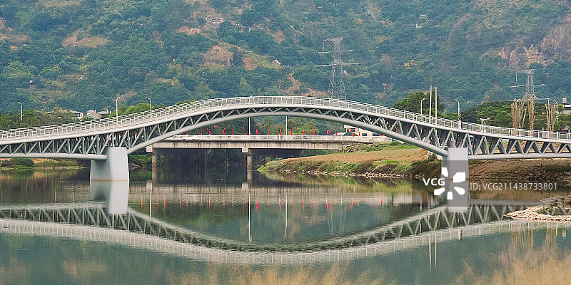 跨河大桥倒影视图图片素材
