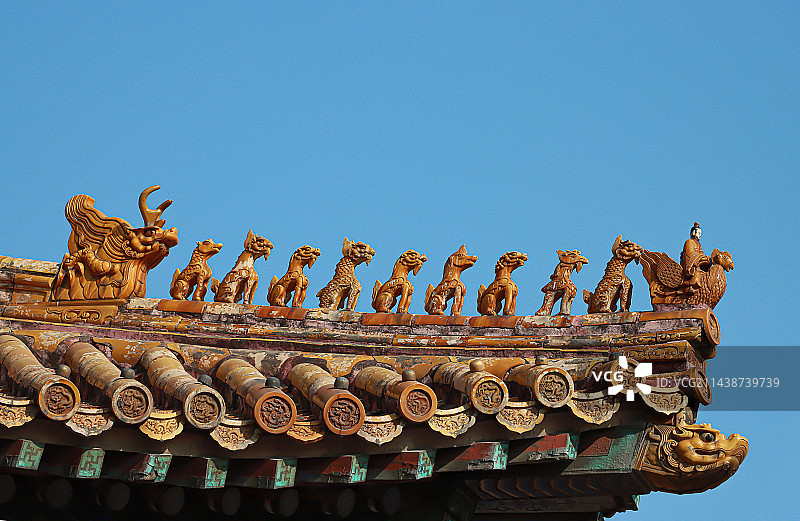 北京故宫太和殿屋脊神兽图片素材