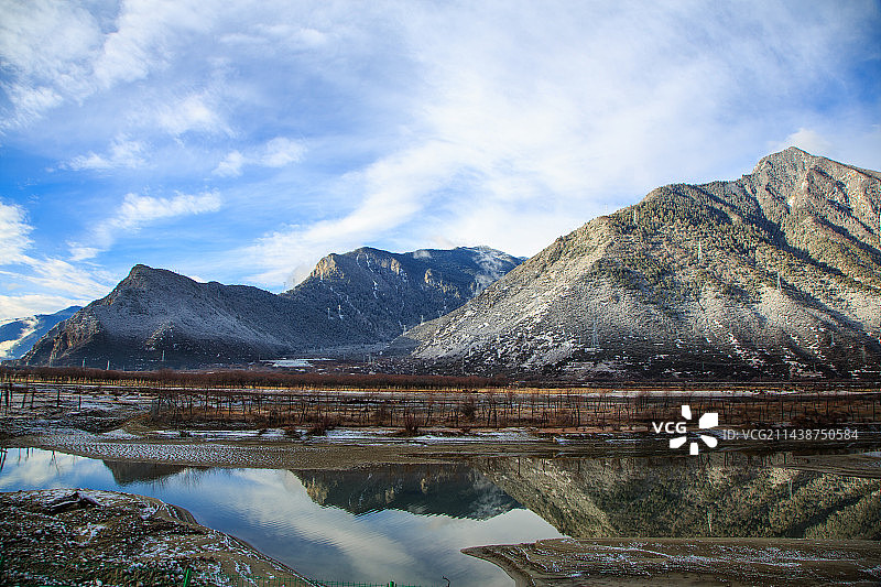 西藏林芝雅尼湿地、苯日神山、雪山、尼洋河与雅鲁藏布江、图片素材