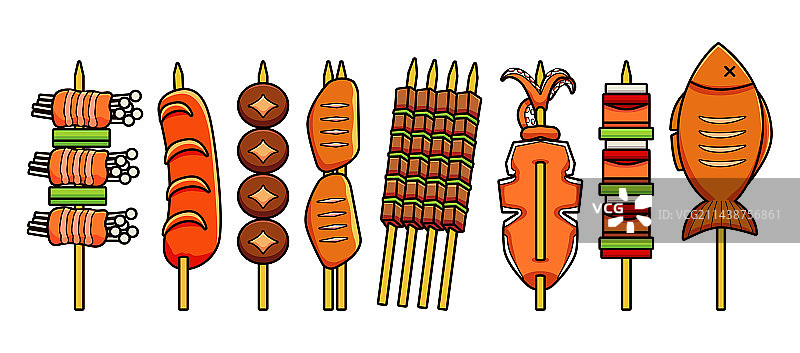 烧烤矢量元素插画图片素材
