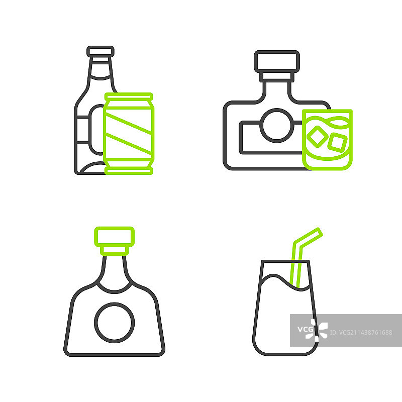 龙舌兰酒瓶威士忌鸡尾酒组合图片素材