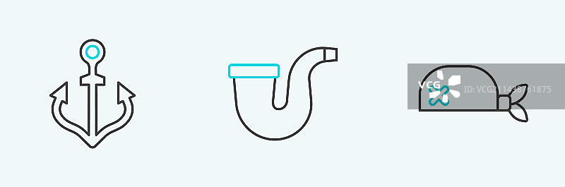 海盗头巾与船锚banner图片素材