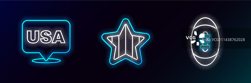 美式橄榄球和美国独立日线条组合图片素材