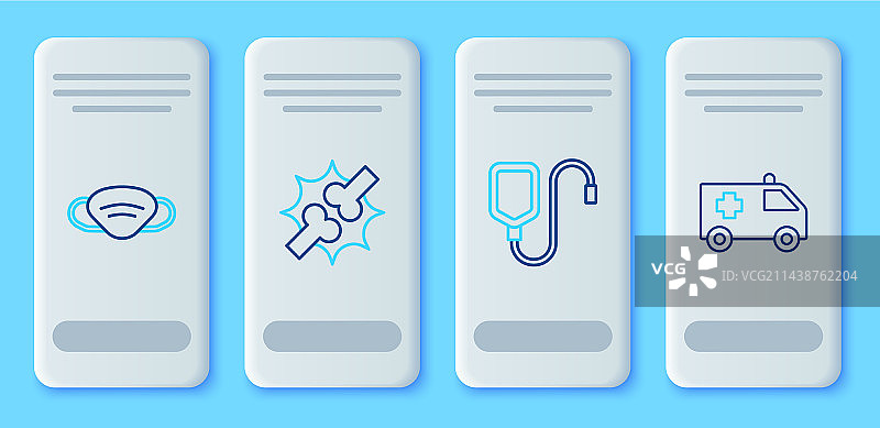 关节痛、膝盖痛、静脉注射袋医疗线条设置图片素材