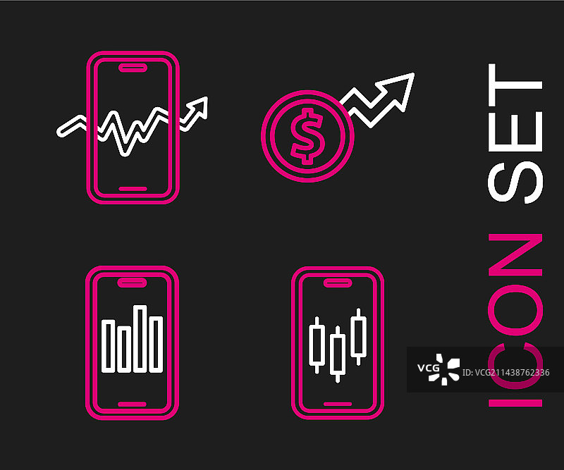 带图表的手机股票交易图标图片素材