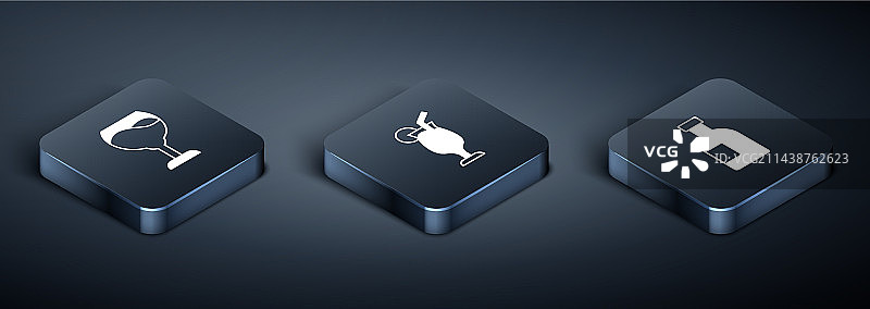 2.5D葡萄酒杯伏特加酒瓶图片素材