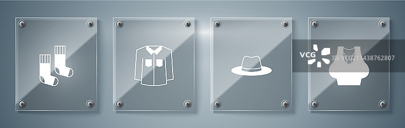 内衣男士帽子衬衫和袜子方块图片素材