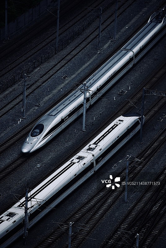 铁路轨道的高角度视图图片素材