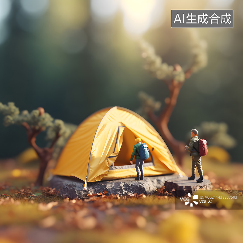 【AI数字艺术】AIGC：背着包户外露营的两个人图片素材