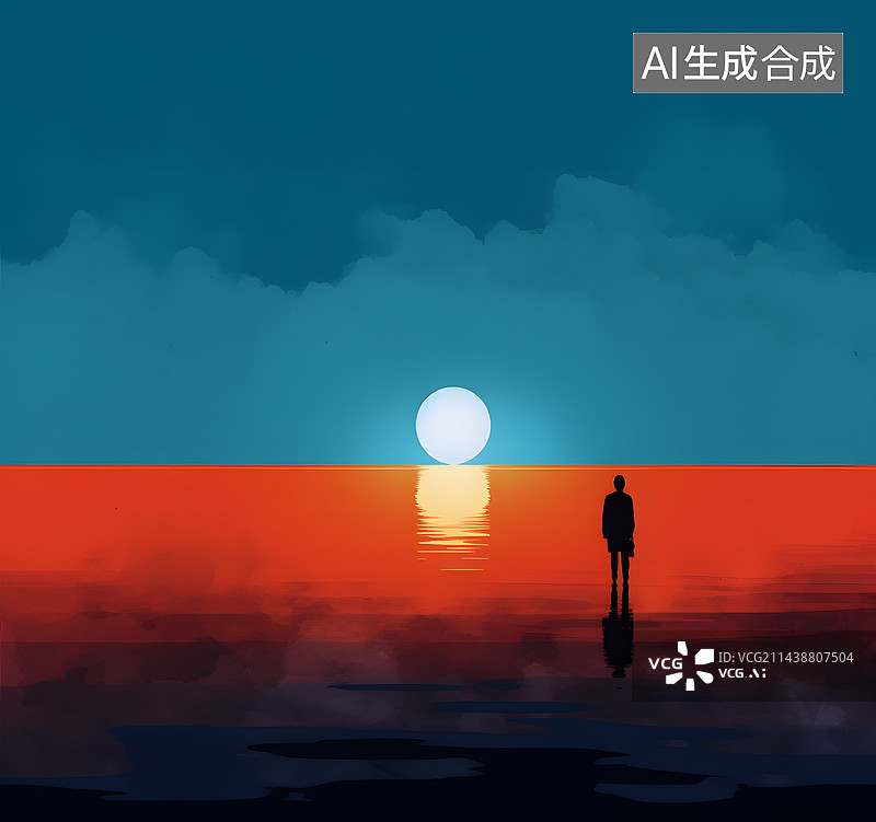 【AI数字艺术】AIGC：落日余晖广告背景插图图片素材