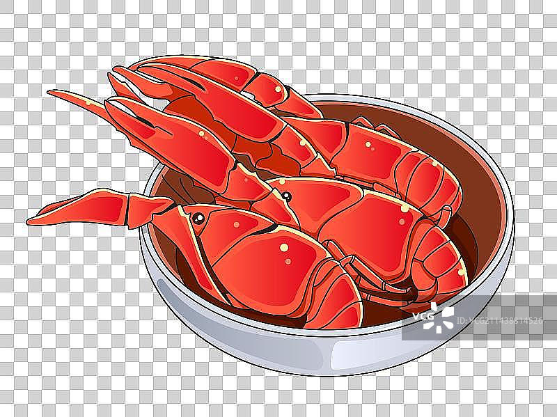 夏天一盘子小龙虾矢量插画元素图片素材