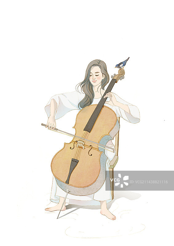 拉大提琴的女孩图片素材
