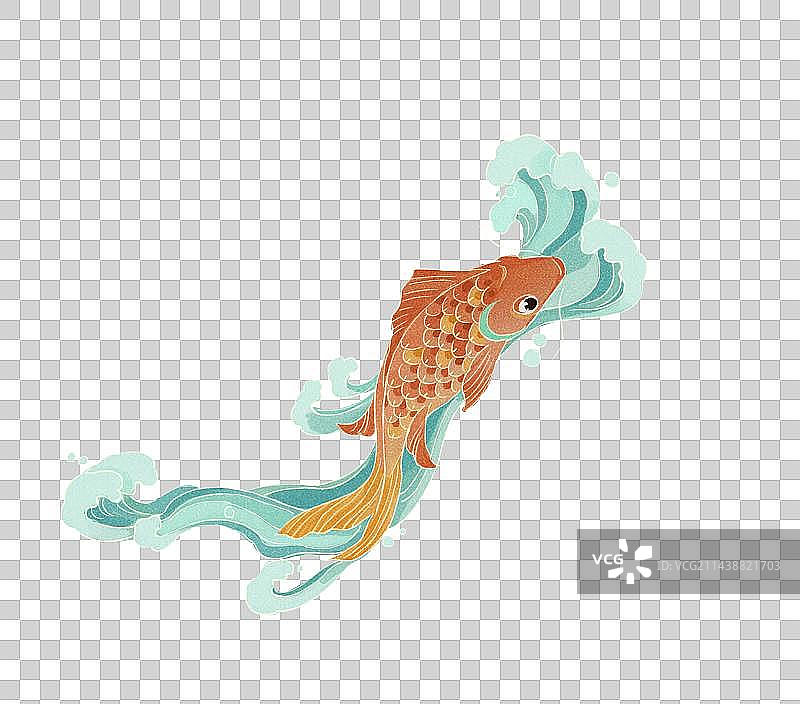 鲤鱼跃龙门插画图片素材