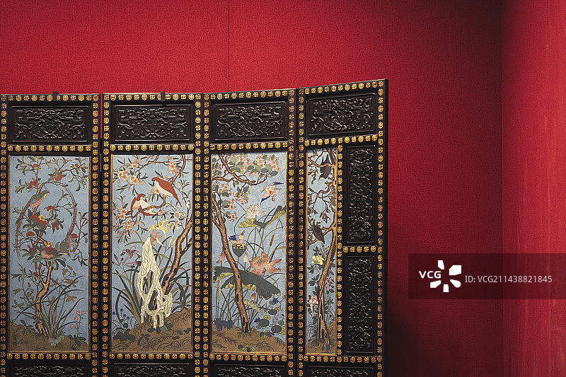 北京 故宫博物院 展览中的中式屏风图片素材